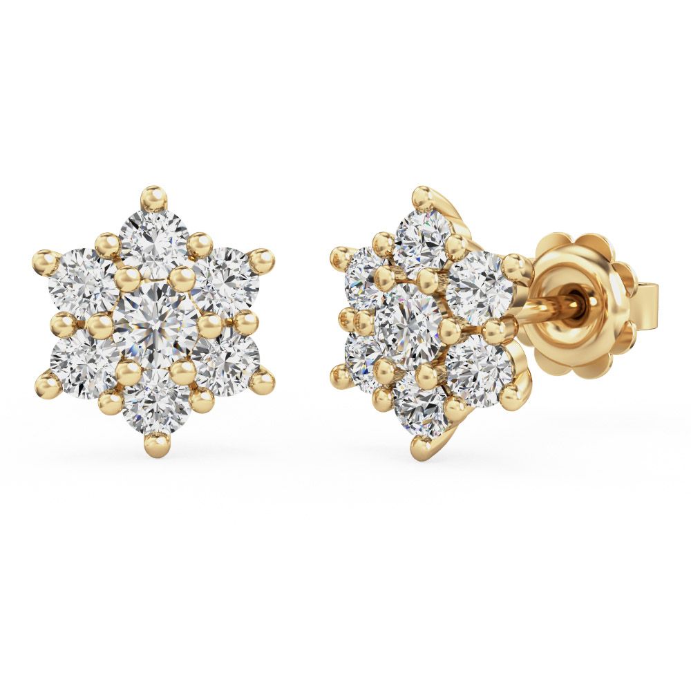 Product image – A beautiful pair of diamond seven stone cluster earrings in 18ct yellow gold