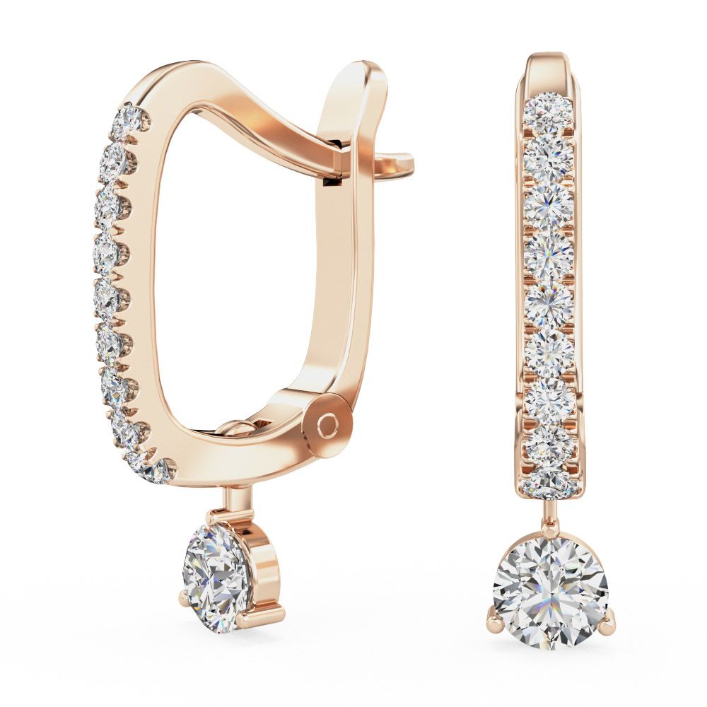Product image – A stunning pair of diamond hoop/drop earrings in 9ct rose gold (In stock)
