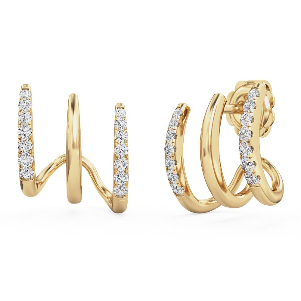 unknown – A stunning pair of brilliant cut diamond triple huggie earrings in 9ct yellow gold (In stock)