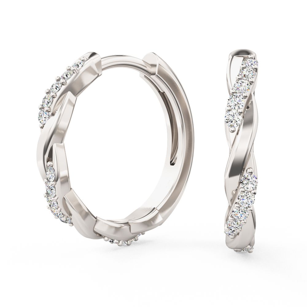 Product image – A stunning pair of brilliant cut diamond hoop earrings in 18ct white gold