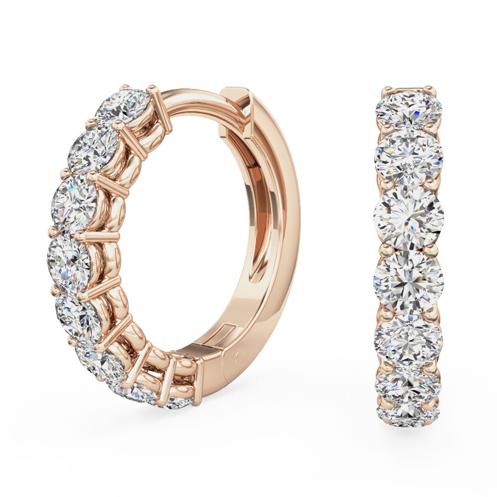 A beautiful pair of brilliant cut lab grown diamond huggie earrings in 18ct rose gold