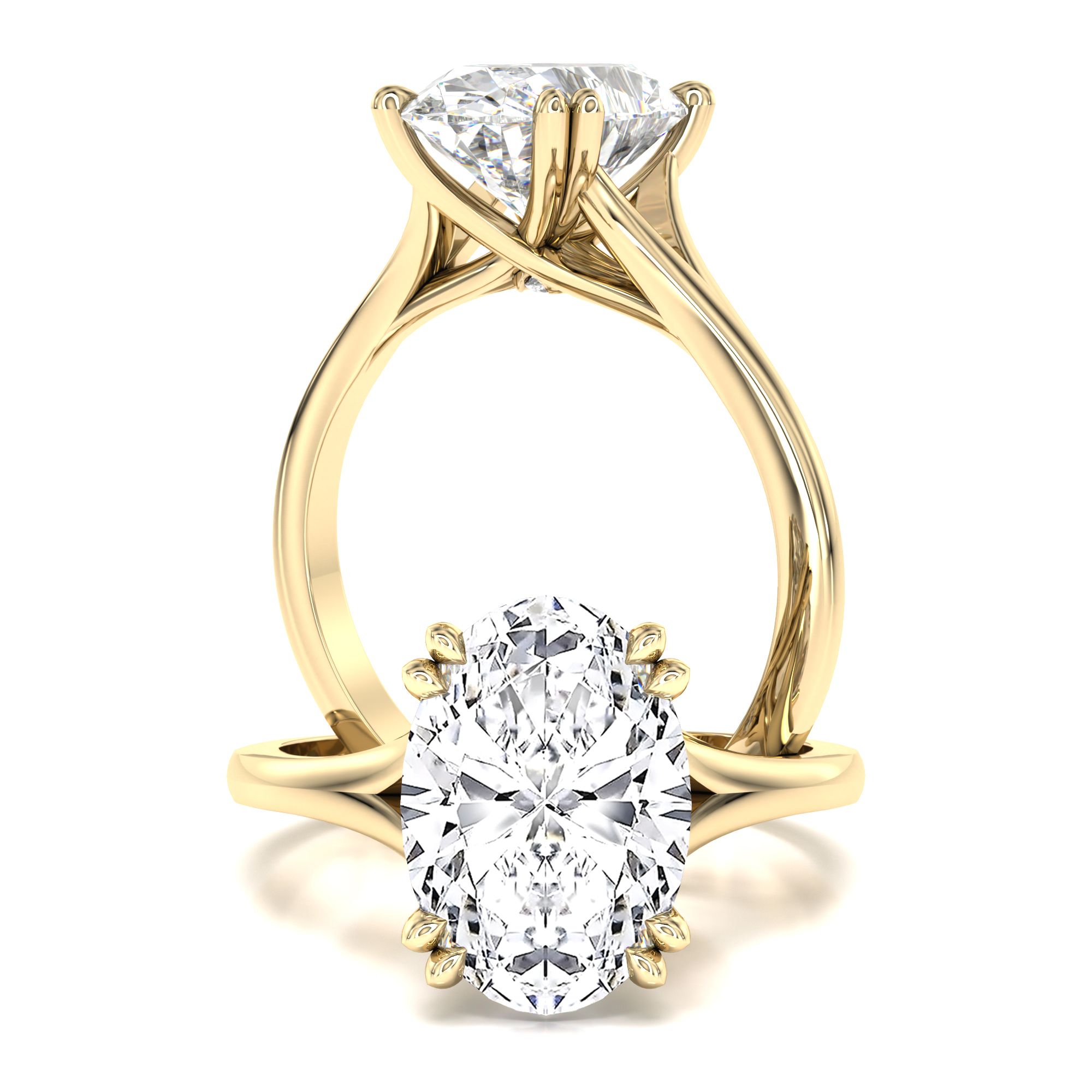 A delightful oval cut lab grown diamond ring in 18ct yellow gold
