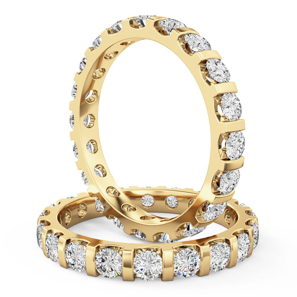 A stunning round brilliant cut lab grown diamond full set eternity/wedding ring in 18ct yellow gold