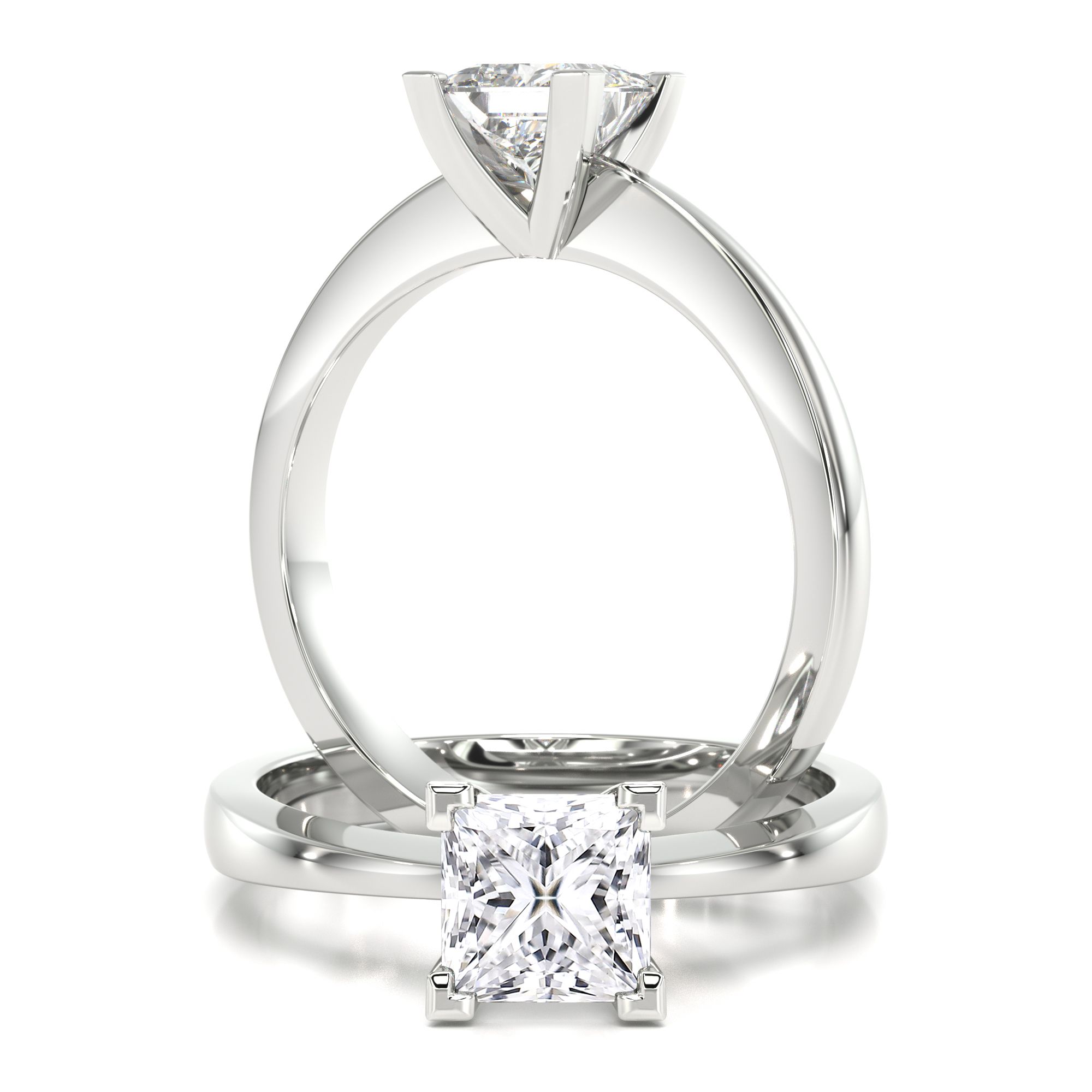 A delightful princess cut lab grown solitaire diamond ring in platinum