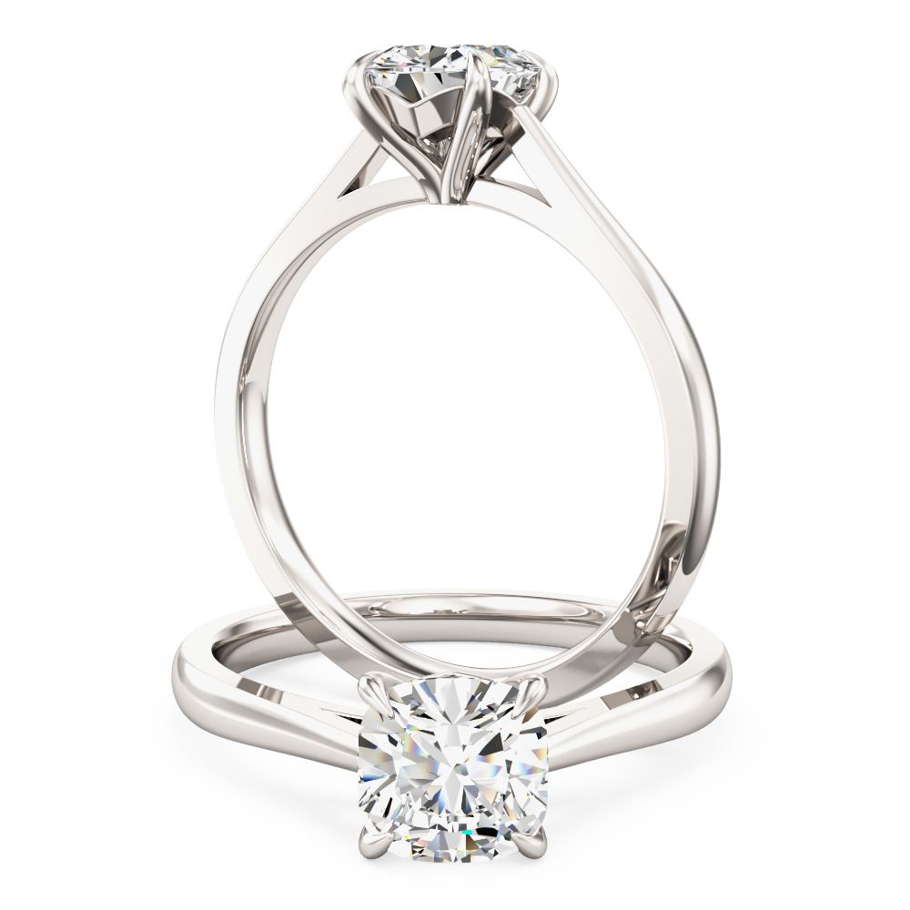 A beautiful lab grown cushion cut solitaire diamond ring in 9ct white gold
