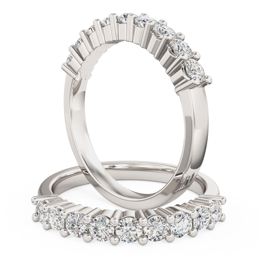 An elegant nine stone brilliant cut lab grown diamond eternity ring in 18ct white gold