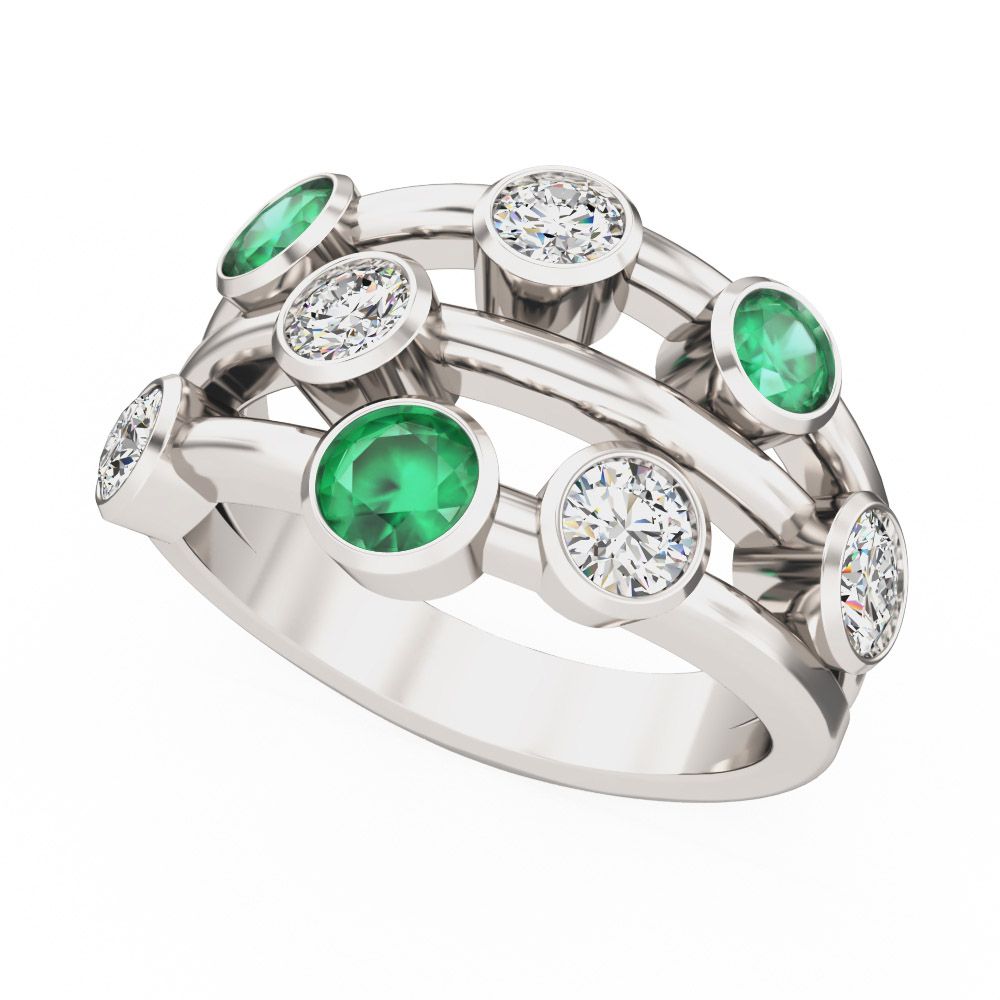Product image – A stunning emerald & diamond cocktail ring in 18ct white gold