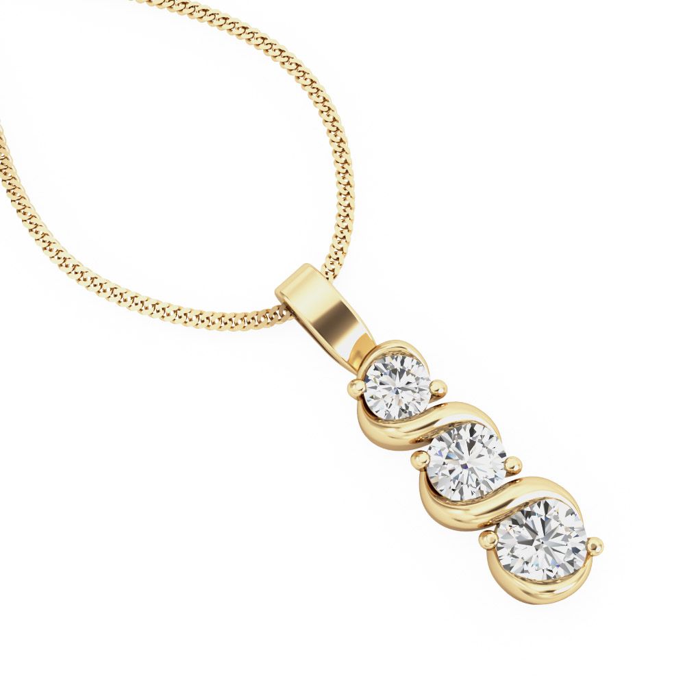 unknown – A beautiful trilogy three stone diamond pendant in 18ct yellow gold