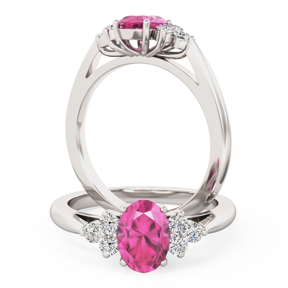 unknown – A timeless pink sapphire & diamond ring in 18ct white gold (In stock)