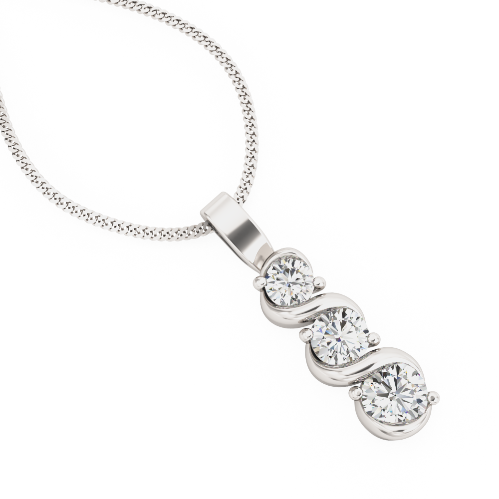 A beautiful trilogy three stone lab grown diamond pendant in 18ct white gold