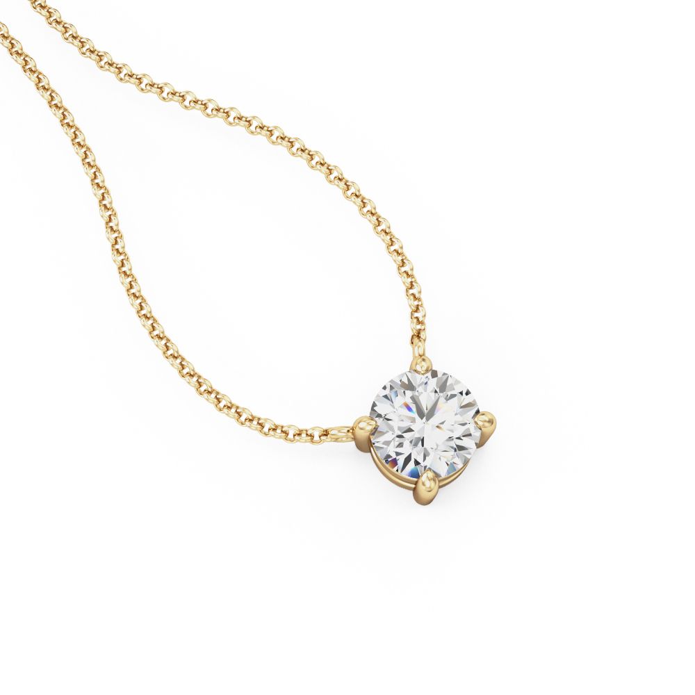 A stunning round brilliant cut lab grown diamond pendant in 9ct yellow gold