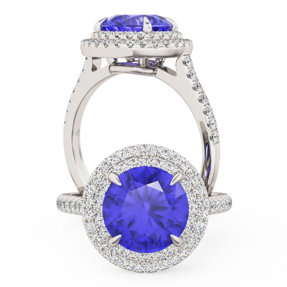 unknown – A remarkable tanzanite & diamond halo in 18ct white gold