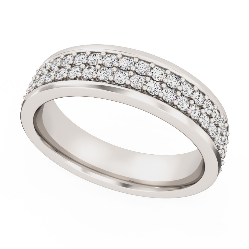 Product image – A stunning double row full set diamond set ladies wedding band in 18ct white gold