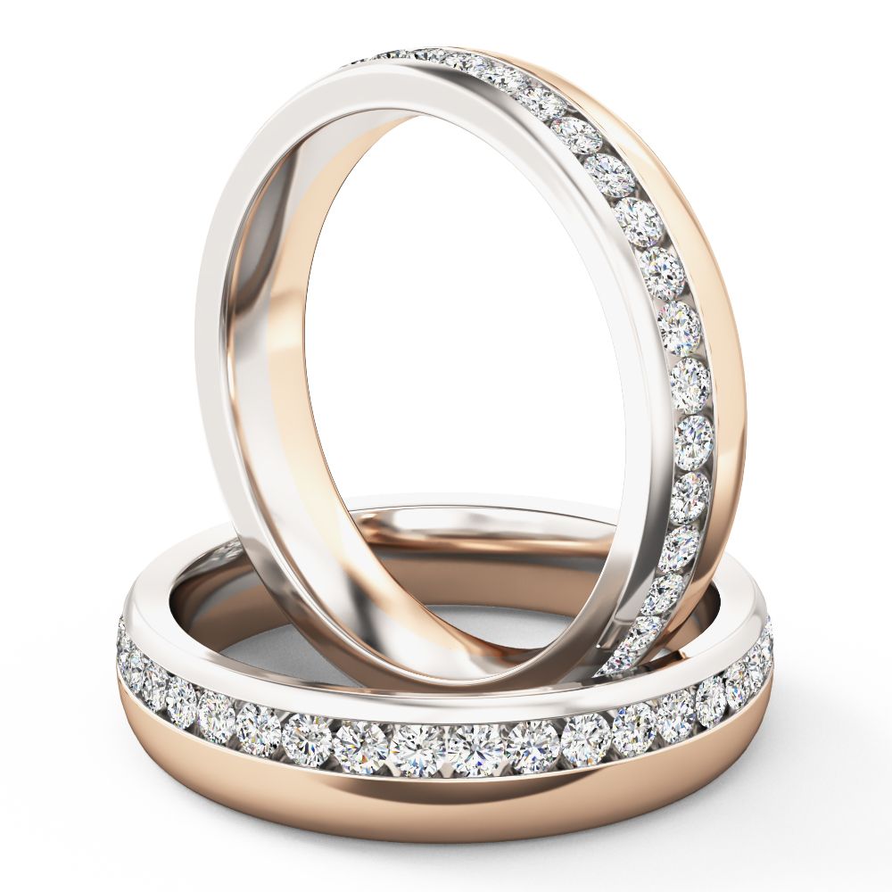 Product image – A beautiful full set brilliant cut diamond set ladies wedding ring in 18ct rose & white gold