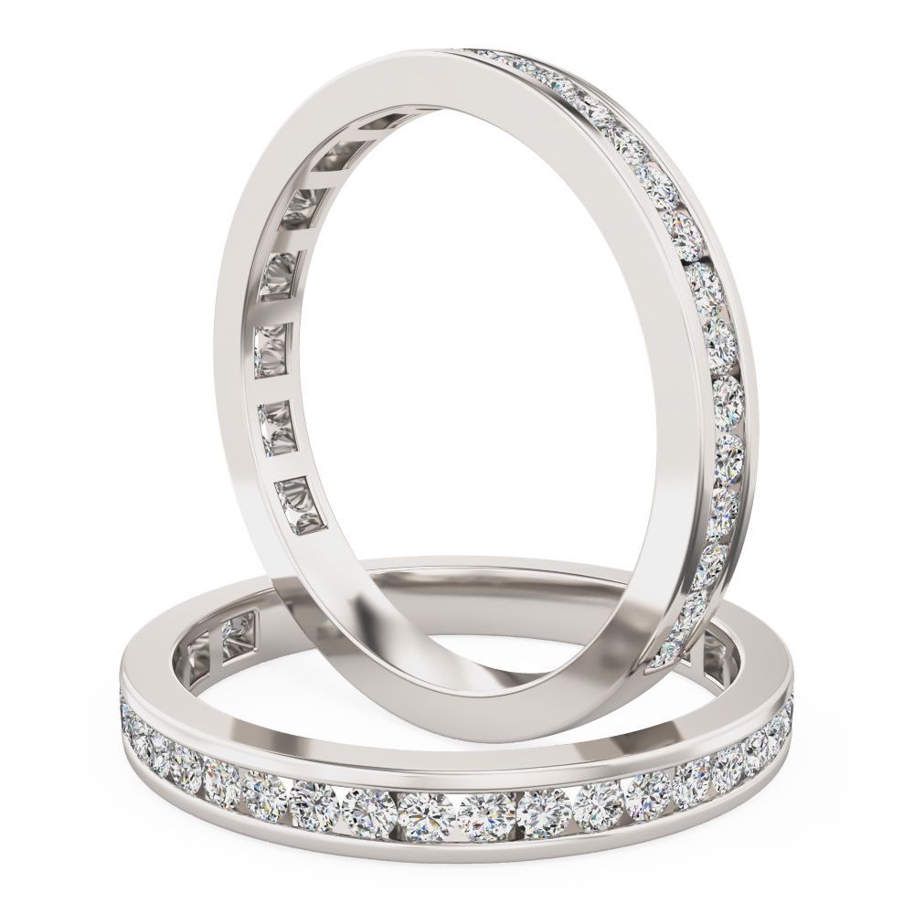 unknown – A stylish round brilliant cut lab grown diamond eternity/wedding ring in 18ct white gold