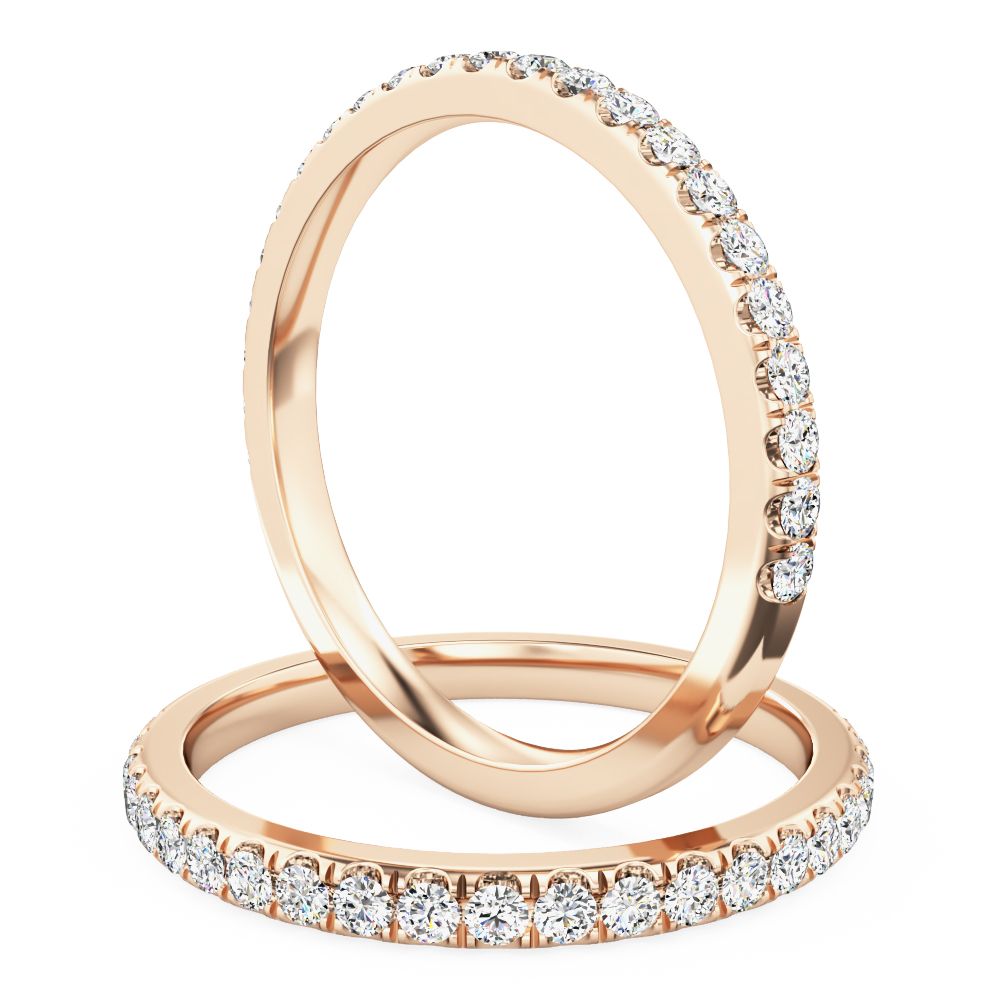 unknown – A twentythree stone round brilliant cut diamond wedding/eternity ring in 18ct rose gold