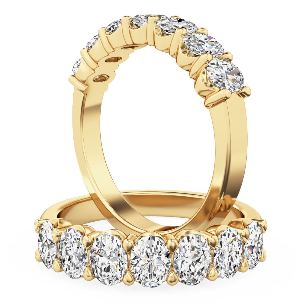 unknown – A beautiful seven stone oval cut lab grown diamond eternity ring in 18ct yellow gold