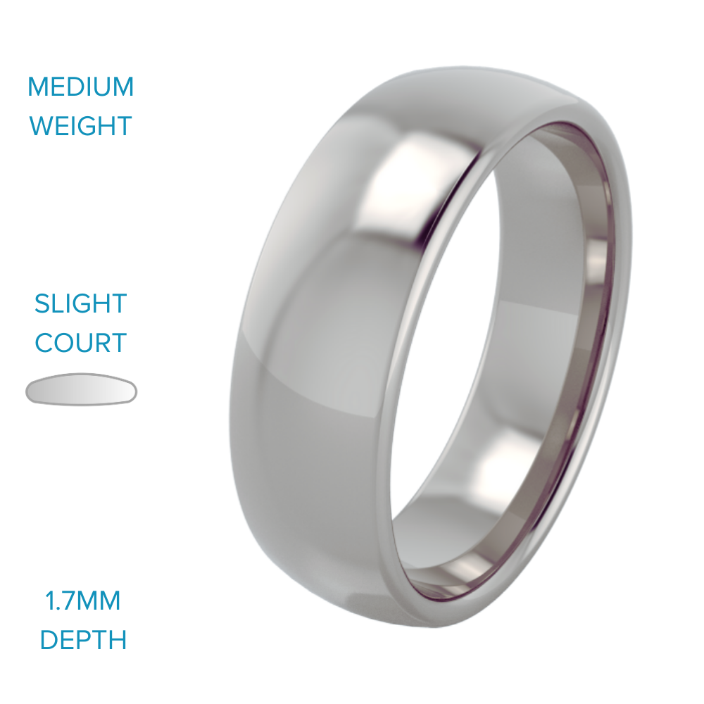 Product image – A slight court mens ring in medium-weight 9ct white gold