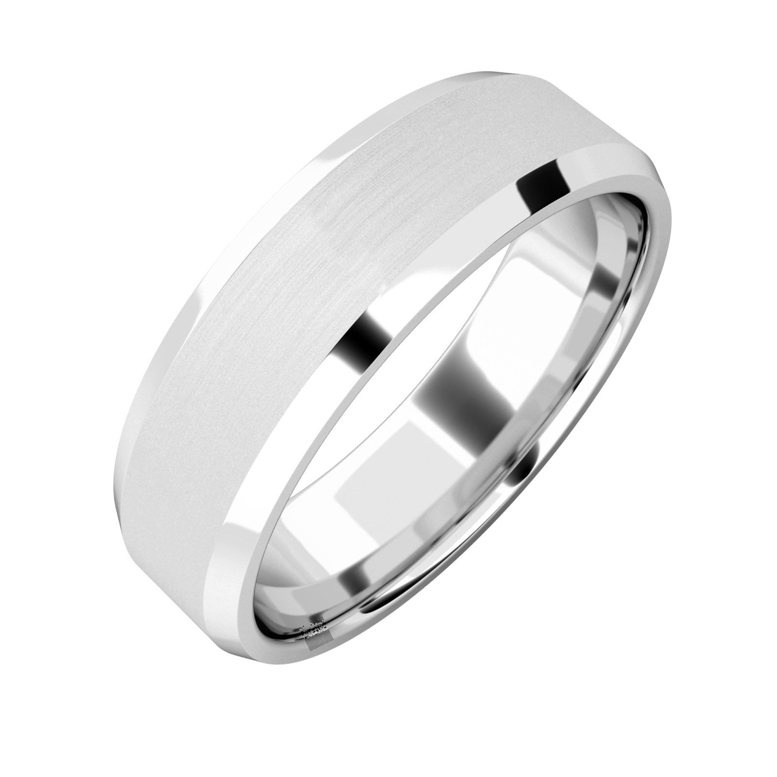 Product image – A luxurious mixed finish mens wedding ring in 18ct white gold