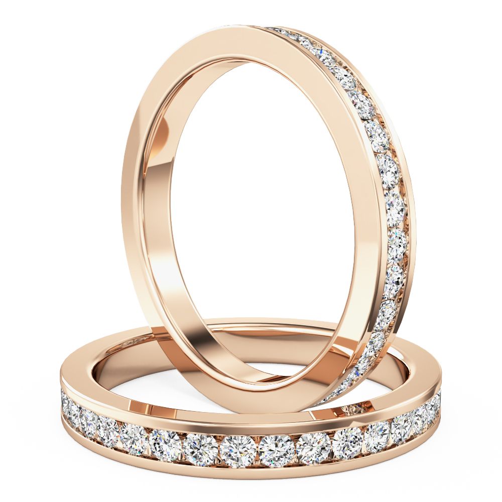 A gorgeous full set brilliant cut lab grown diamond set wedding ring in 18ct rose gold