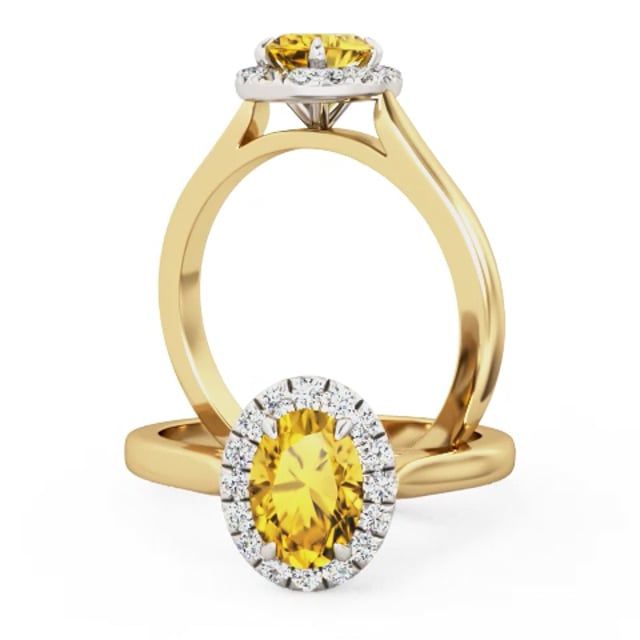 Video - A beautiful golden citrine & diamond halo ring in 18ct yellow & white gold