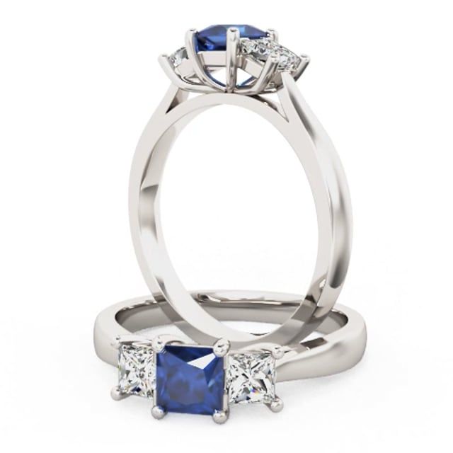 Video - A classic three stone sapphire & diamond ring in 18ct white gold