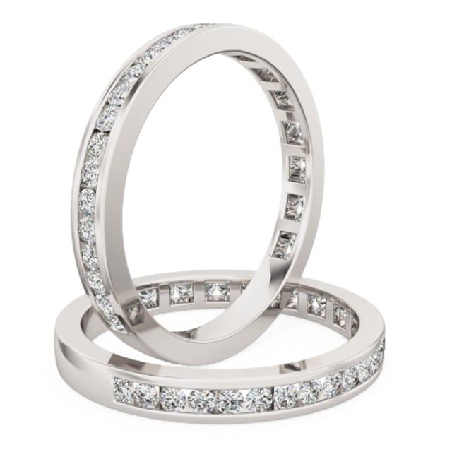 Video - A stylish round brilliant cut lab grown diamond eternity/wedding ring in 18ct white gold