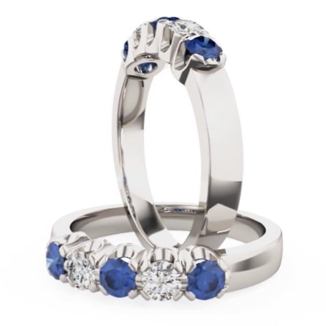 Video - A luxurious five stone sapphire & diamond ring in 18ct white gold