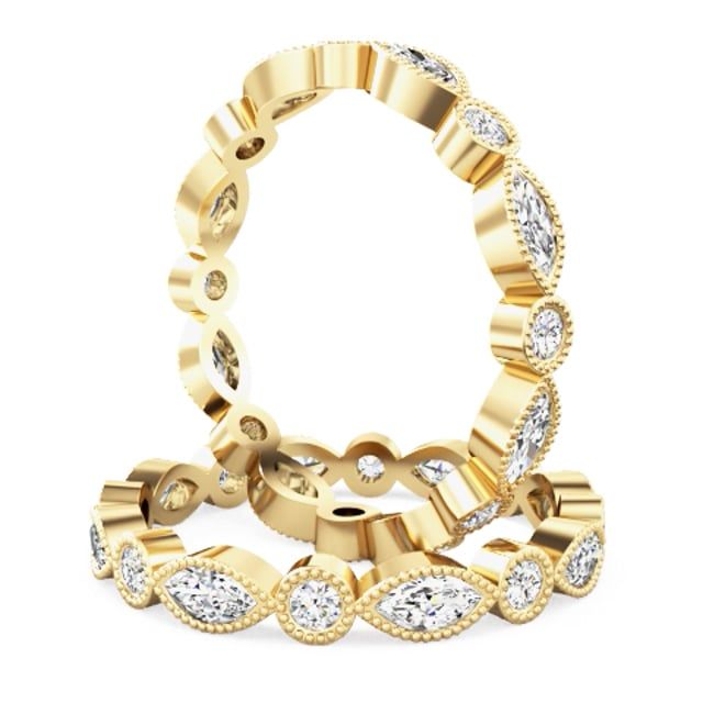 Video - A stunning marquise and round brilliant cut lab grown diamond full set wedding ring in 18ct yellow gold