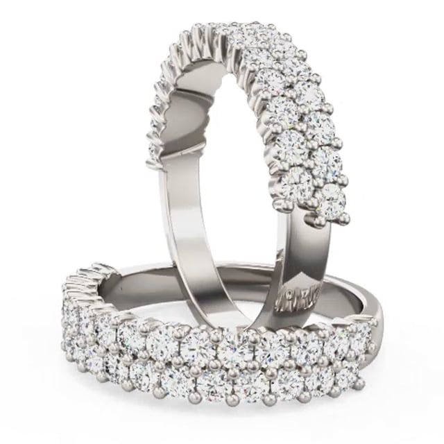Video - A stunning two row round brilliant cut diamond eternity ring in 18ct white gold