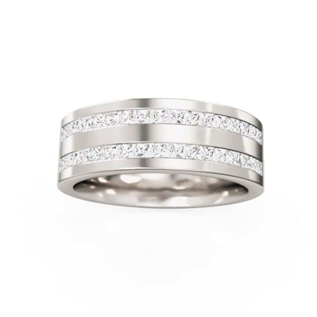 Video - A stunning double row diamond set mens ring in 18ct white gold