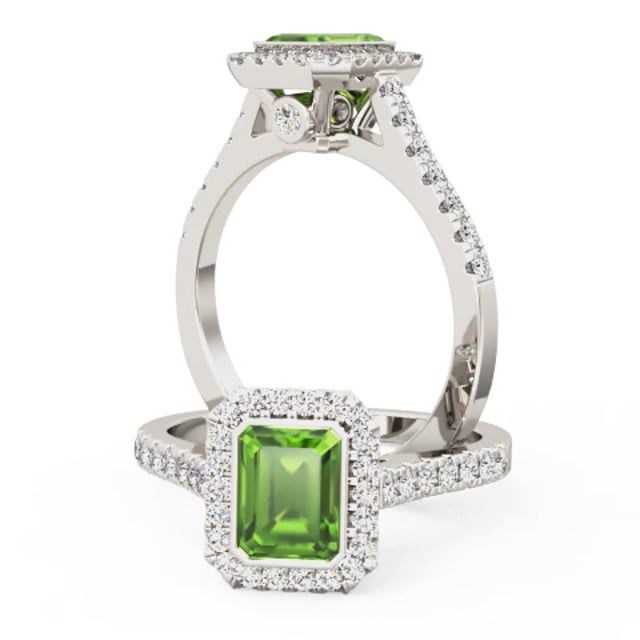Video - A stunning peridot & diamond halo style ring in 18ct white gold