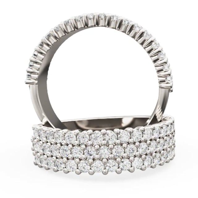 Video - A dazzling three row round brilliant cut diamond ring in 18ct white gold