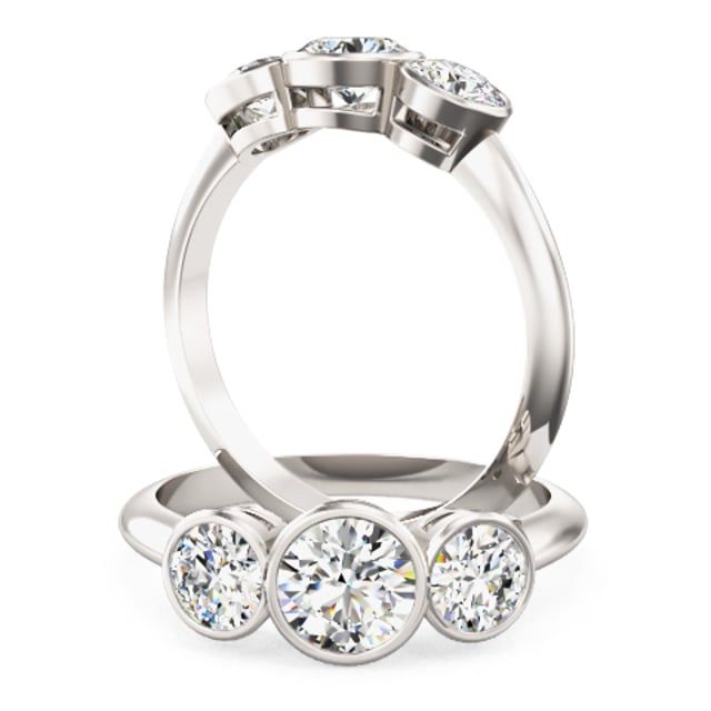 Video - A beautiful lab grown round brilliant cut three stone diamond ring in platinum