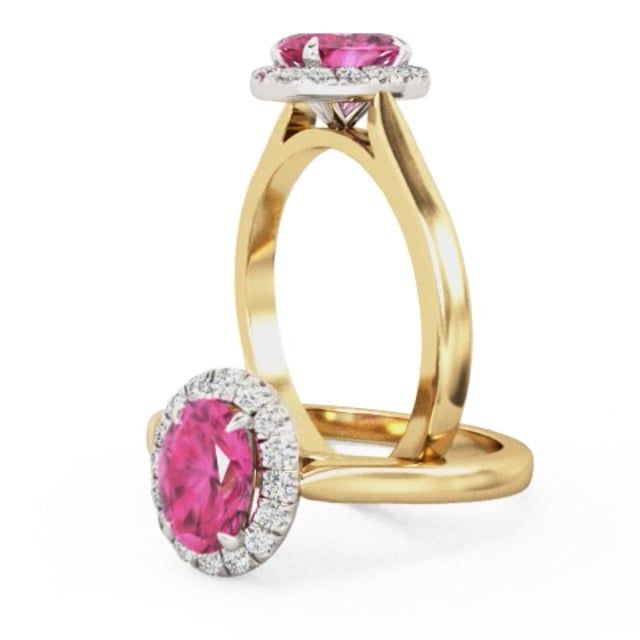 Video - A beautiful pink sapphire & diamond halo ring in 18ct yellow & white gold