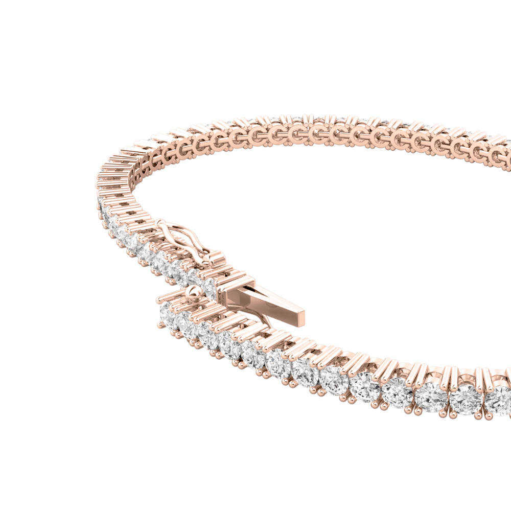 unknown – A dazzling round brilliant cut diamond tennis bracelet in 18ct rose gold