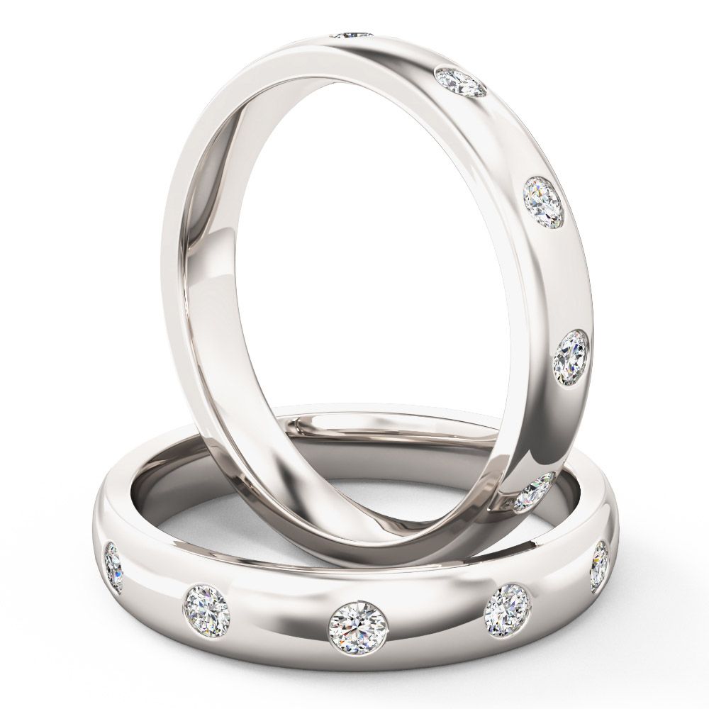 unknown – A gorgeous full set brilliant cut diamond courted ladies wedding ring in 18ct white gold