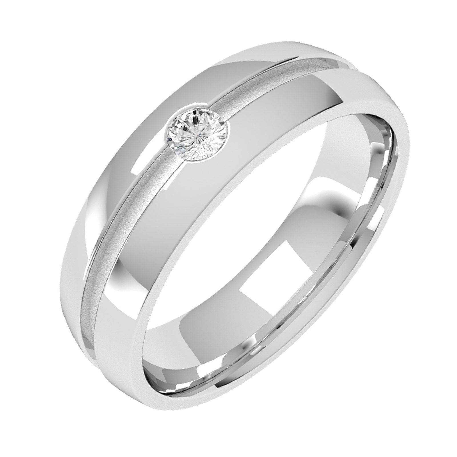 An elegant round brilliant cut diamond set mens ring in 18ct white gold