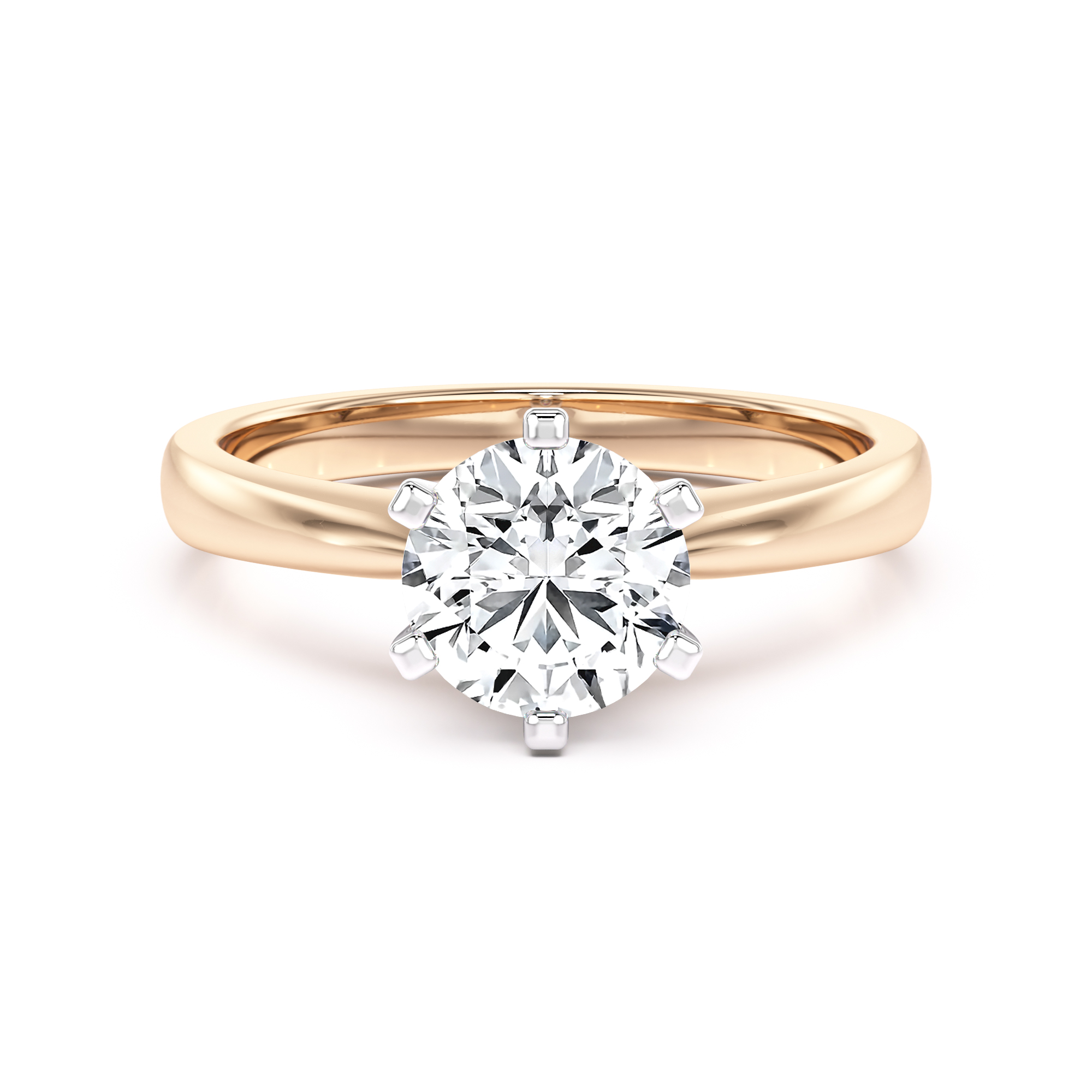Round cut solitaire diamond ring in 18ct rose & white gold - PD112RW