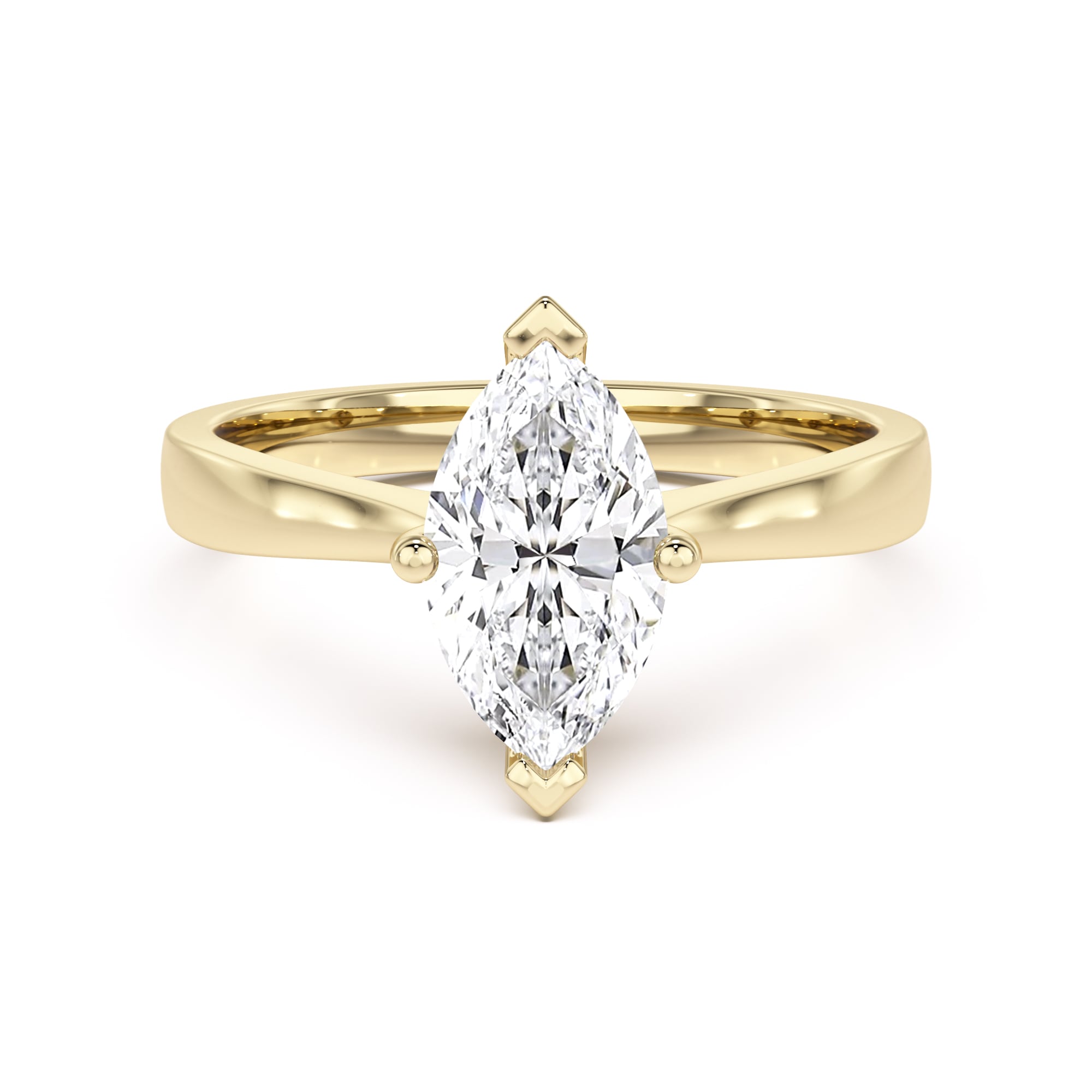 Marquise cut solitaire lab grown diamond ring in 18ct yellow gold - PDL355Y