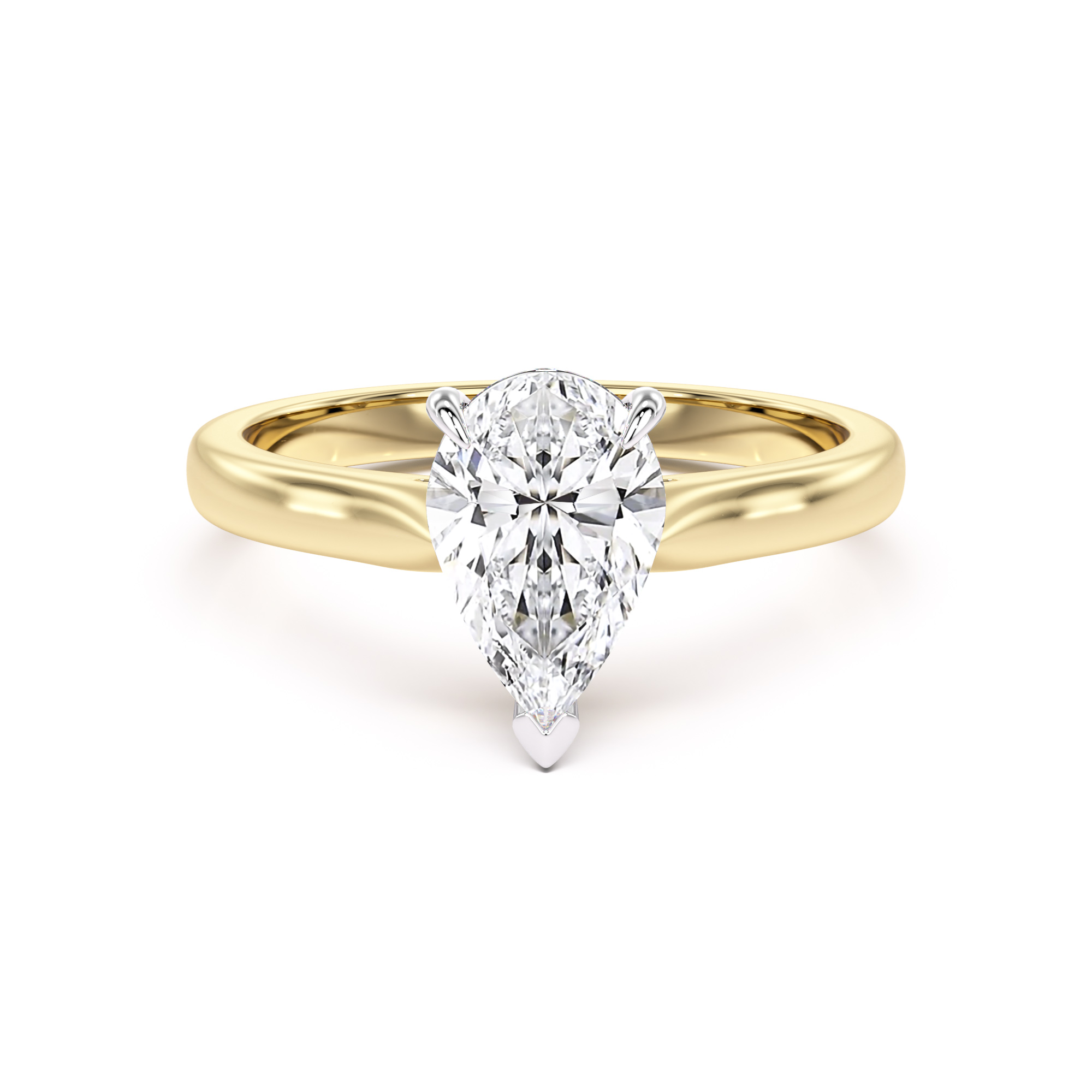 Pear shaped solitaire diamond ring in 18ct yellow & white gold - PD399YW