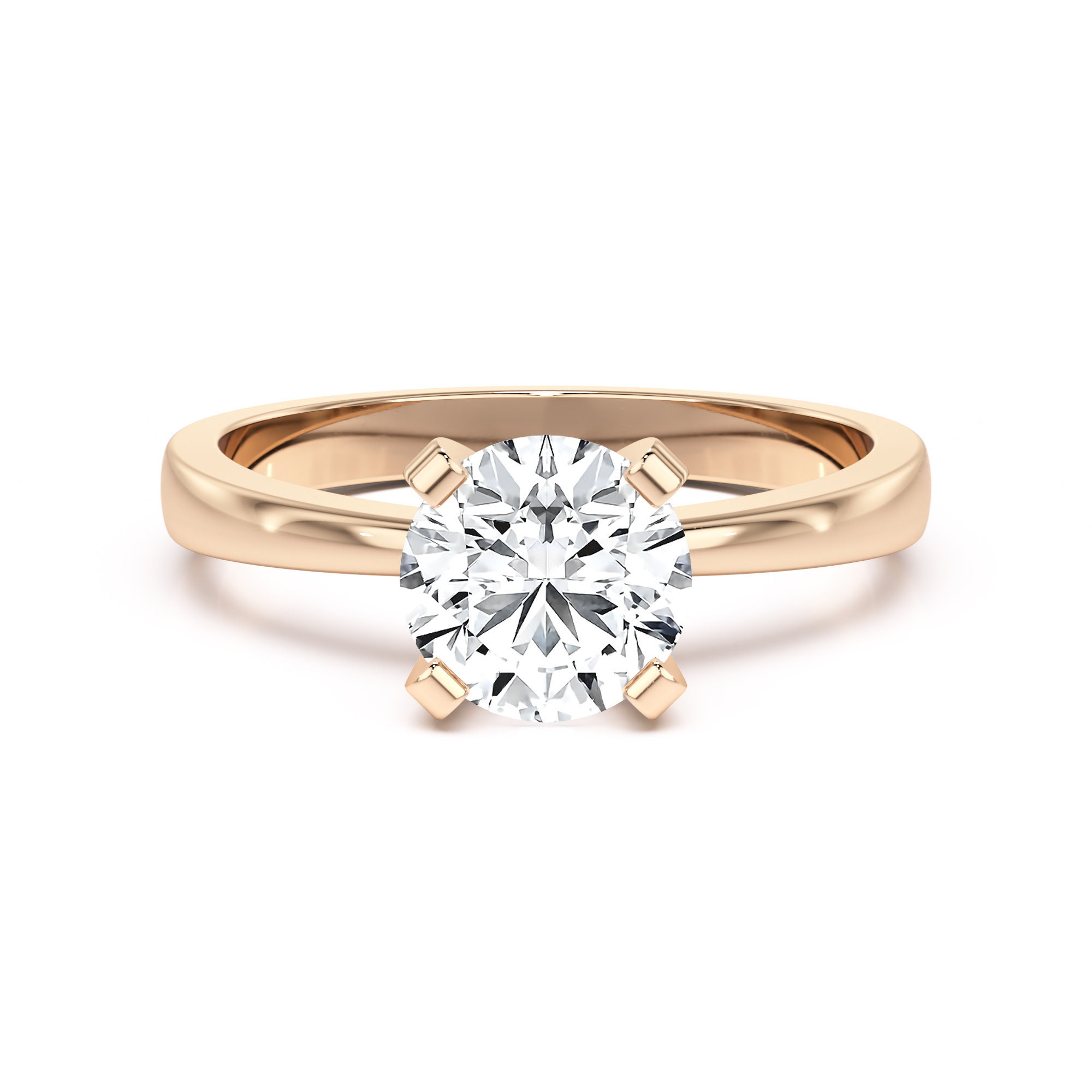 Round cut solitaire diamond ring in 18ct rose gold - PD445R