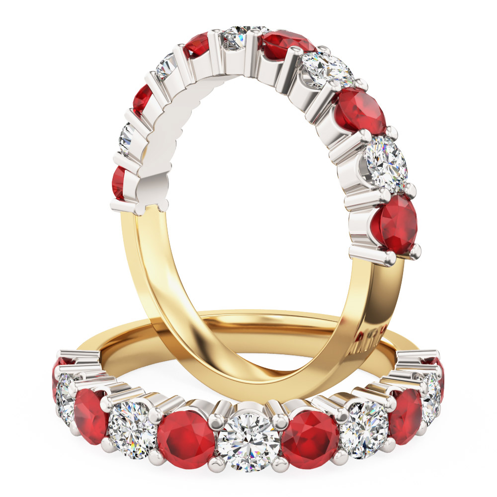 Eleven stone ruby & diamond eternity ring in 18ct yellow & white gold ...