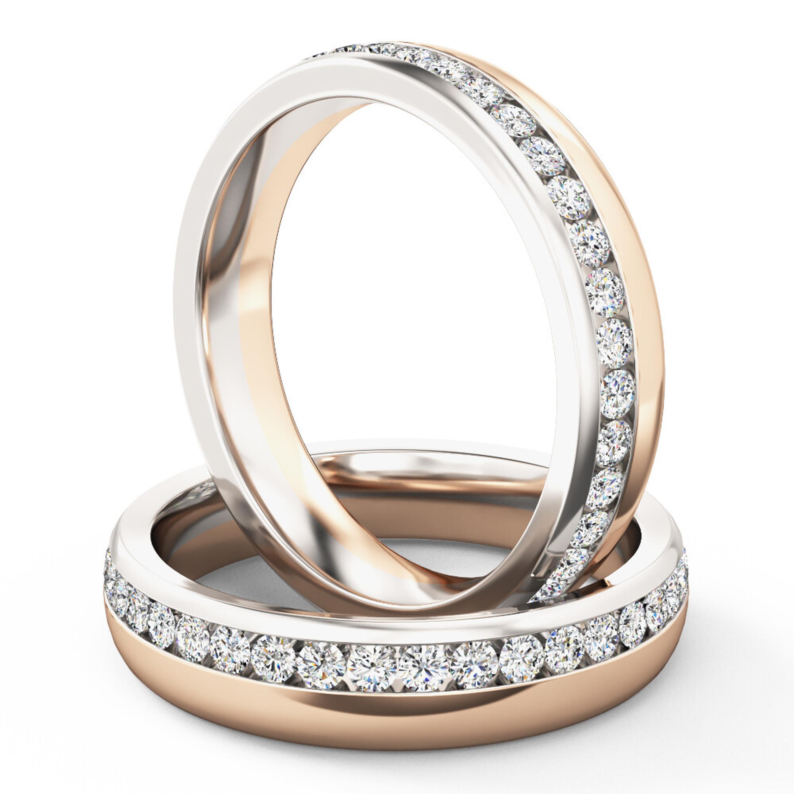 Full set cut diamond set ladies wedding ring in 18ct rose white