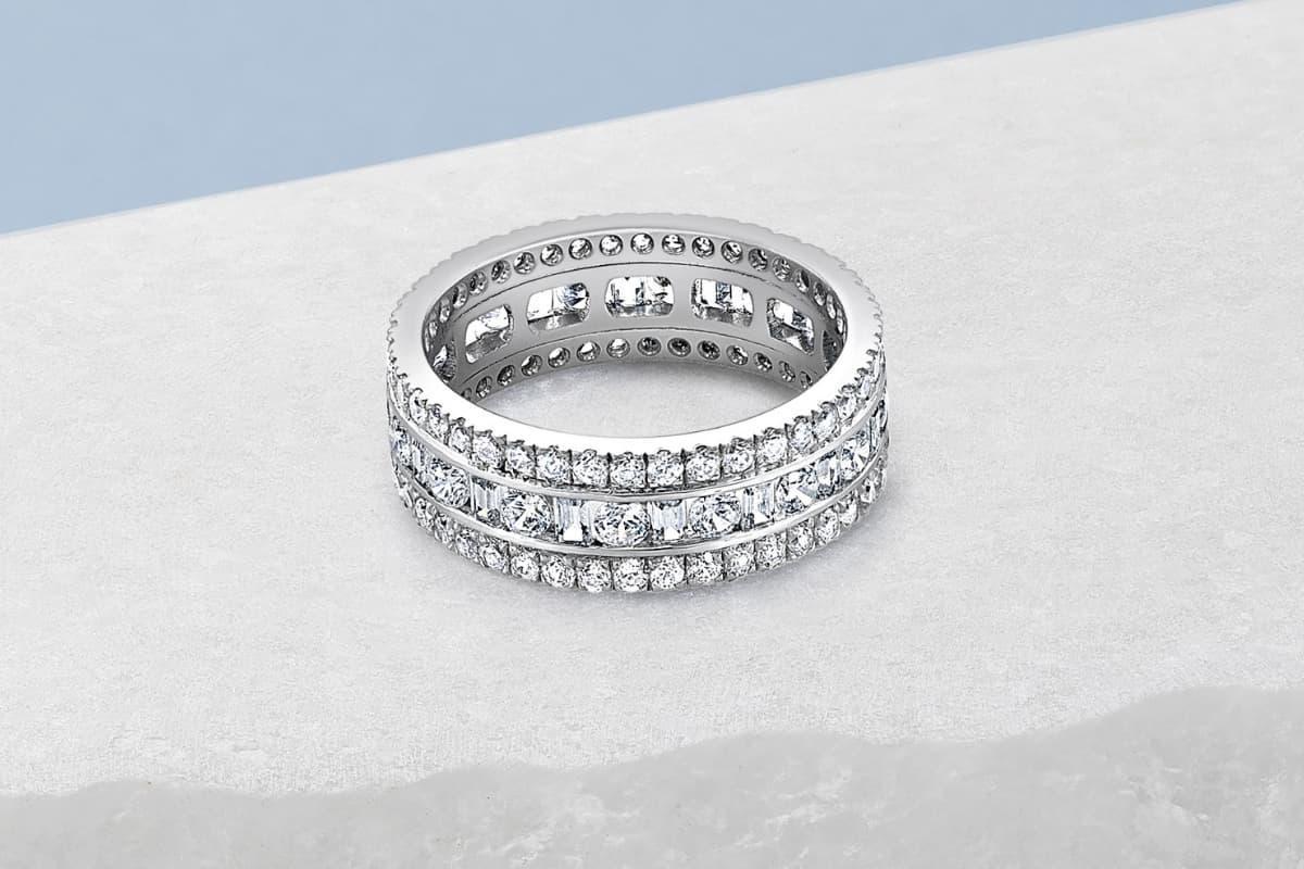 modern diamond dress rings Lands Collection Spirit Diamond Ring in White Modern Electrum (1/20ct)