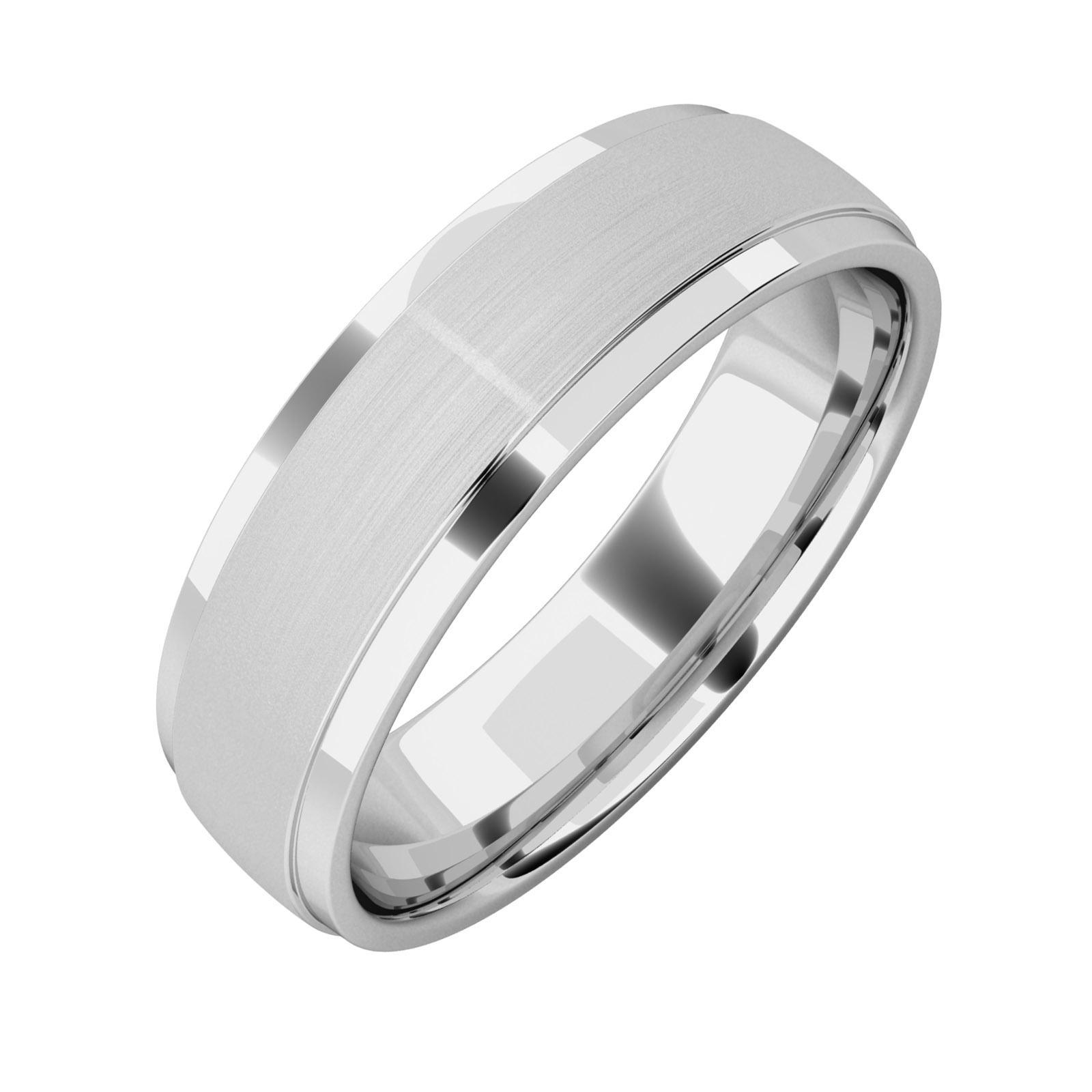Double grooved mens ring in 18ct white gold - PDWG076W